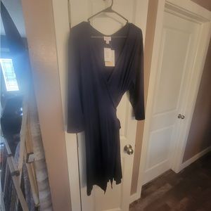 Blue wrap dress 3/4 sleeve
